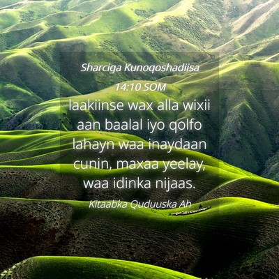 Picture 04 - Sharciga Kunoqoshadiisa 14:10 SOM - laakiinse wax alla wixii aan baalal iyo qolfo - Bible Verse Picture