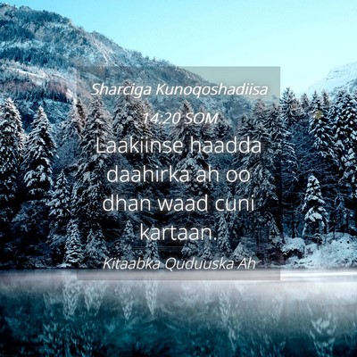 Picture 04 - Sharciga Kunoqoshadiisa 14:20 SOM - Laakiinse haadda daahirka ah oo dhan waad cuni - Bible Verse Picture