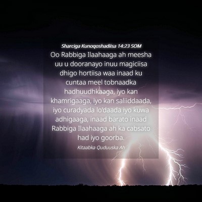 Picture 04 - Sharciga Kunoqoshadiisa 14:23 SOM - Oo Rabbiga Ilaahaaga ah meesha uu u dooranayo - Bible Verse Picture