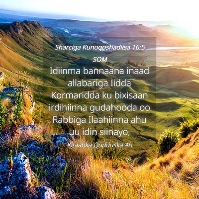 Picture 04 - Sharciga Kunoqoshadiisa 16:5 SOM - Idiinma bannaana inaad allabariga Iidda - Bible Verse Picture