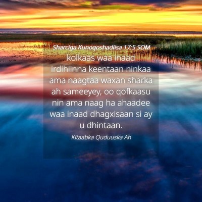 Picture 04 - Sharciga Kunoqoshadiisa 17:5 SOM - kolkaas waa inaad irdihiinna keentaan ninkaa ama - Bible Verse Picture
