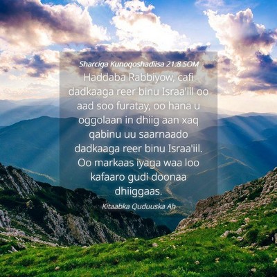 Picture 04 - Sharciga Kunoqoshadiisa 21:8 SOM - Haddaba Rabbiyow, cafi dadkaaga reer binu - Bible Verse Picture