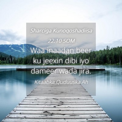 Picture 04 - Sharciga Kunoqoshadiisa 22:10 SOM - Waa inaadan beer ku jeexin dibi iyo dameer wada - Bible Verse Picture