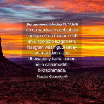 Picture 04 - Sharciga Kunoqoshadiisa 22:14 SOM - oo uu waxyaalo ceeb ah ka sheego ee uu magac ceeb - Bible Verse Picture