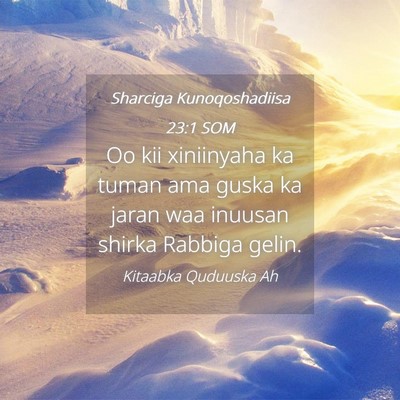 Picture 04 - Sharciga Kunoqoshadiisa 23:1 SOM - Oo kii xiniinyaha ka tuman ama guska ka jaran waa - Bible Verse Picture