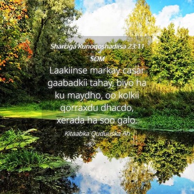 Picture 04 - Sharciga Kunoqoshadiisa 23:11 SOM - Laakiinse markay casar gaabadkii tahay, biyo ha - Bible Verse Picture