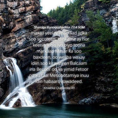 Picture 04 - Sharciga Kunoqoshadiisa 23:4 SOM - maxaa yeelay, markaad jidka soo socoteen, - Bible Verse Picture
