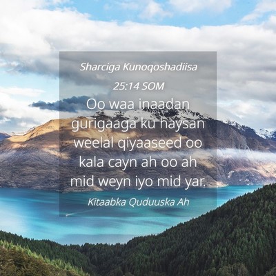 Picture 04 - Sharciga Kunoqoshadiisa 25:14 SOM - Oo waa inaadan gurigaaga ku haysan weelal - Bible Verse Picture