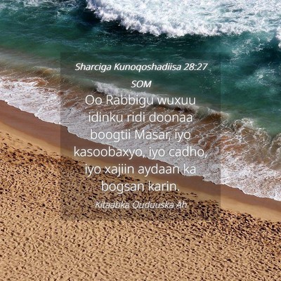 Picture 04 - Sharciga Kunoqoshadiisa 28:27 SOM - Oo Rabbigu wuxuu idinku ridi doonaa boogtii - Bible Verse Picture