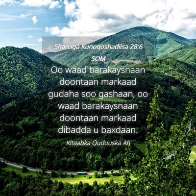 Picture 04 - Sharciga Kunoqoshadiisa 28:6 SOM - Oo waad barakaysnaan doontaan markaad gudaha soo - Bible Verse Picture