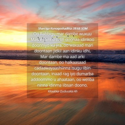 Picture 04 - Sharciga Kunoqoshadiisa 28:68 SOM - Oo Rabbigu mar dambe wuxuu Masar idinku celin - Bible Verse Picture