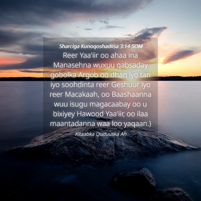 Picture 04 - Sharciga Kunoqoshadiisa 3:14 SOM - Reer Yaa'iir oo ahaa ina Manasehna wuxuu qabsaday - Bible Verse Picture