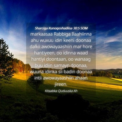 Picture 04 - Sharciga Kunoqoshadiisa 30:5 SOM - markaasaa Rabbiga Ilaahiinna ahu wuxuu idin keeni - Bible Verse Picture