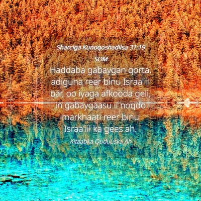Picture 04 - Sharciga Kunoqoshadiisa 31:19 SOM - Haddaba gabaygan qorta, adiguna reer binu - Bible Verse Picture