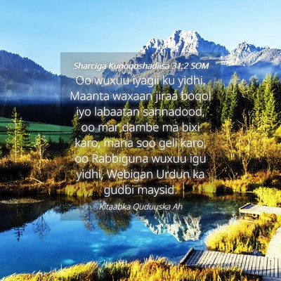 Picture 04 - Sharciga Kunoqoshadiisa 31:2 SOM - Oo wuxuu iyagii ku yidhi, Maanta waxaan jiraa - Bible Verse Picture