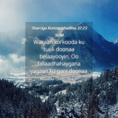 Picture 04 - Sharciga Kunoqoshadiisa 32:23 SOM - Waxaan korkooda ku tuuli doonaa belaayooyin, Oo - Bible Verse Picture