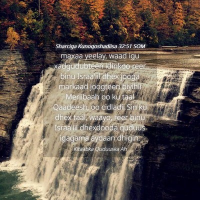 Picture 04 - Sharciga Kunoqoshadiisa 32:51 SOM - maxaa yeelay, waad igu xadgudubteen idinkoo reer - Bible Verse Picture