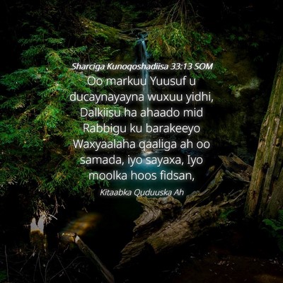 Picture 04 - Sharciga Kunoqoshadiisa 33:13 SOM - Oo markuu Yuusuf u ducaynayayna wuxuu yidhi, - Bible Verse Picture
