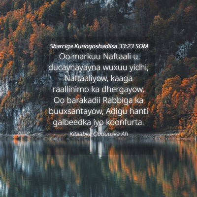 Picture 04 - Sharciga Kunoqoshadiisa 33:23 SOM - Oo markuu Naftaali u ducaynayayna wuxuu yidhi, - Bible Verse Picture