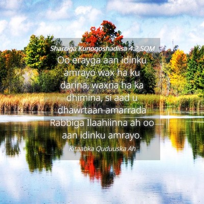 Picture 04 - Sharciga Kunoqoshadiisa 4:2 SOM - Oo erayga aan idinku amrayo wax ha ku darina, - Bible Verse Picture