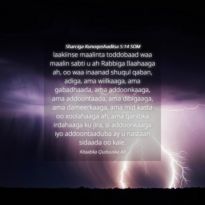 Picture 04 - Sharciga Kunoqoshadiisa 5:14 SOM - laakiinse maalinta toddobaad waa maalin sabti u - Bible Verse Picture