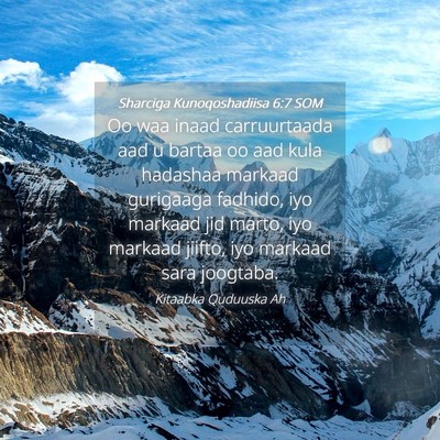 Picture 04 - Sharciga Kunoqoshadiisa 6:7 SOM - Oo waa inaad carruurtaada aad u bartaa oo aad - Bible Verse Picture