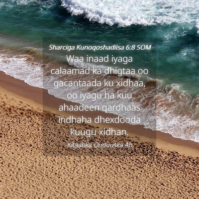Picture 04 - Sharciga Kunoqoshadiisa 6:8 SOM - Waa inaad iyaga calaamad ka dhigtaa oo gacantaada - Bible Verse Picture
