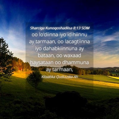 Picture 04 - Sharciga Kunoqoshadiisa 8:13 SOM - oo lo'diinna iyo idihiinnu ay tarmaan, oo - Bible Verse Picture