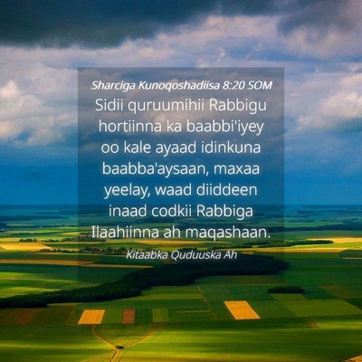Picture 04 - Sharciga Kunoqoshadiisa 8:20 SOM - Sidii quruumihii Rabbigu hortiinna ka baabbi'iyey - Bible Verse Picture