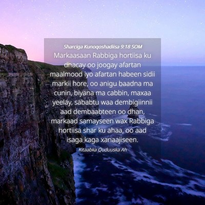 Picture 04 - Sharciga Kunoqoshadiisa 9:18 SOM - Markaasaan Rabbiga hortiisa ku dhacay oo joogay - Bible Verse Picture