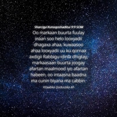 Picture 04 - Sharciga Kunoqoshadiisa 9:9 SOM - Oo markaan buurta fuulay inaan soo helo looxyadii - Bible Verse Picture