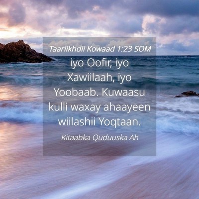 Picture 04 - Taariikhdii Kowaad 1:23 SOM - iyo Oofir, iyo Xawiilaah, iyo Yoobaab. Kuwaasu - Bible Verse Picture