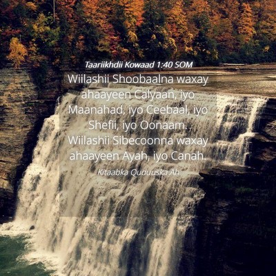 Picture 04 - Taariikhdii Kowaad 1:40 SOM - Wiilashii Shoobaalna waxay ahaayeen Calyaan, iyo - Bible Verse Picture