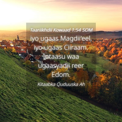 Picture 04 - Taariikhdii Kowaad 1:54 SOM - iyo ugaas Magdii'eel, iyo ugaas Ciiraam. Intaasu - Bible Verse Picture