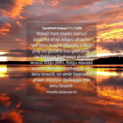 Picture 04 - Taariikhdii Kowaad 11:2 SOM - Waagii hore markii Saa'uul boqorka ahaa adiguu - Bible Verse Picture