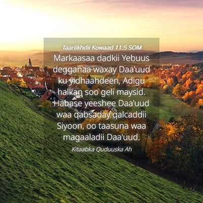 Picture 04 - Taariikhdii Kowaad 11:5 SOM - Markaasaa dadkii Yebuus degganaa waxay Daa'uud ku - Bible Verse Picture