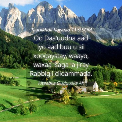 Picture 04 - Taariikhdii Kowaad 11:9 SOM - Oo Daa'uudna aad iyo aad buu u sii xoogaystay, - Bible Verse Picture