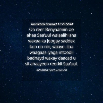 Picture 04 - Taariikhdii Kowaad 12:29 SOM - Oo reer Benyaamiin oo ahaa Saa'uul walaalihiisna - Bible Verse Picture