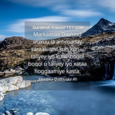 Picture 04 - Taariikhdii Kowaad 13:1 SOM - Markaasaa Daa'uud wuxuu la arrinsaday - Bible Verse Picture