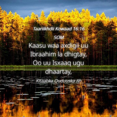 Picture 04 - Taariikhdii Kowaad 16:16 SOM - Kaasu waa axdigii uu Ibraahim la dhigtay, Oo uu - Bible Verse Picture