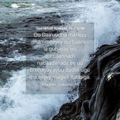 Picture 04 - Taariikhdii Kowaad 16:2 SOM - Oo Daa'uudna markuu dhammeeyey qurbaankii la - Bible Verse Picture