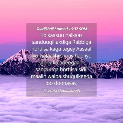 Picture 04 - Taariikhdii Kowaad 16:37 SOM - Kolkaasuu halkaas sanduuqii axdiga Rabbiga - Bible Verse Picture