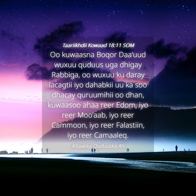 Picture 04 - Taariikhdii Kowaad 18:11 SOM - Oo kuwaasna Boqor Daa'uud wuxuu quduus uga dhigay - Bible Verse Picture
