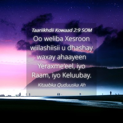Picture 04 - Taariikhdii Kowaad 2:9 SOM - Oo weliba Xesroon wiilashiisii u dhashay waxay - Bible Verse Picture