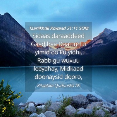Picture 04 - Taariikhdii Kowaad 21:11 SOM - Sidaas daraaddeed Gaad baa Daa'uud u yimid oo ku - Bible Verse Picture