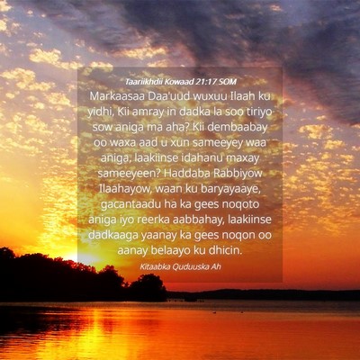 Picture 04 - Taariikhdii Kowaad 21:17 SOM - Markaasaa Daa'uud wuxuu Ilaah ku yidhi, Kii amray - Bible Verse Picture