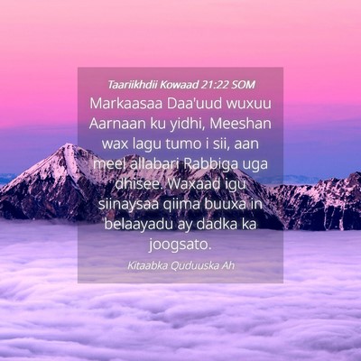 Picture 04 - Taariikhdii Kowaad 21:22 SOM - Markaasaa Daa'uud wuxuu Aarnaan ku yidhi, Meeshan - Bible Verse Picture