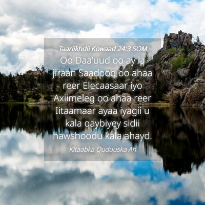 Picture 04 - Taariikhdii Kowaad 24:3 SOM - Oo Daa'uud oo ay la jiraan Saadooq oo ahaa reer - Bible Verse Picture