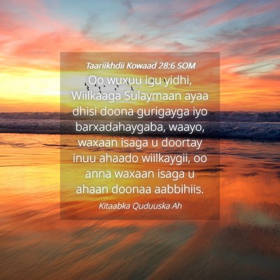 Picture 04 - Taariikhdii Kowaad 28:6 SOM - Oo wuxuu igu yidhi, Wiilkaaga Sulaymaan ayaa - Bible Verse Picture