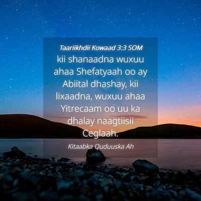 Picture 04 - Taariikhdii Kowaad 3:3 SOM - kii shanaadna wuxuu ahaa Shefatyaah oo ay Abiital - Bible Verse Picture